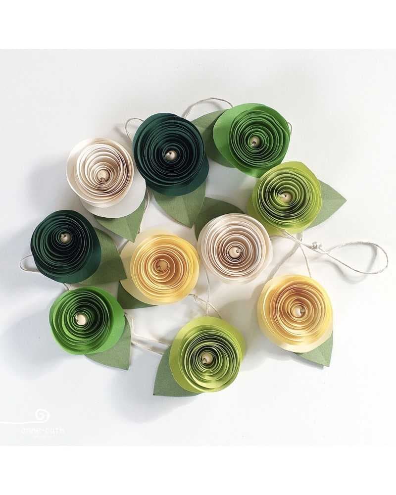 Guirlande fleurs papier vert
